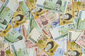 Fototapeta na wymiar Koreański won rachunki walutowe
