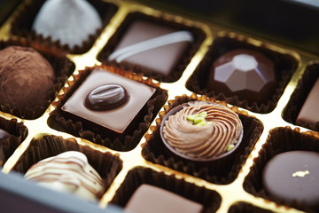 Box of fancy chocolate candies