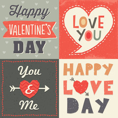 Cute hipster typographic Valentine's Day cards