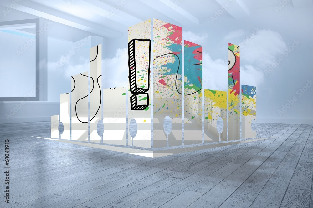 Poster Composite image of exclamation mark on abstract screen