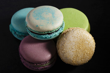 macaroon on a black background