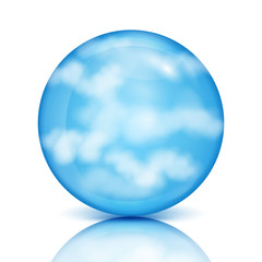 blue sphere with white clouds.eco design.sky in a glass bowl.vec