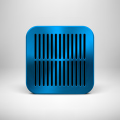 Blue Abstract App Icon Template with Metal Texture
