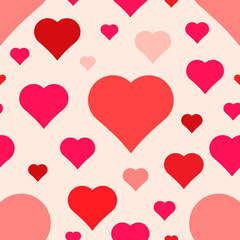 abstract seamless flat colors hearts pattern on cream background