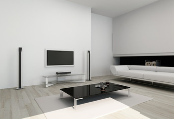 Luxurious black and white living room interior