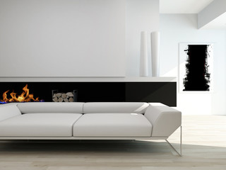 Fototapeta na wymiar Luxurious black and white living room interior
