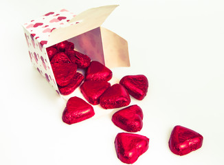 Gift box with heart shape chocolate