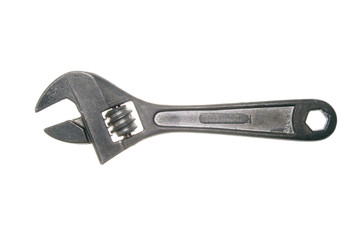 Adjustable wrench isolated on white