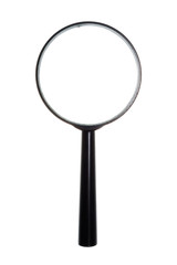 Photograph of a magnifying glass isolated on white
