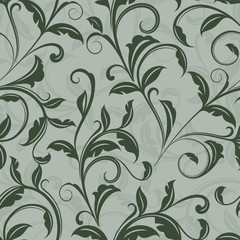 Obraz premium Seamless green leaves floral wallpaper pattern.