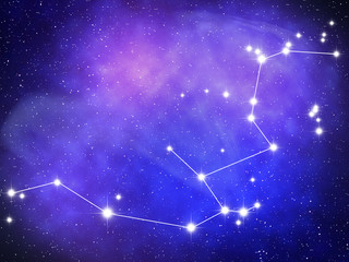 Aquarius Zodiac sign bright stars in cosmos