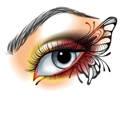 Eye make up with butterfly
