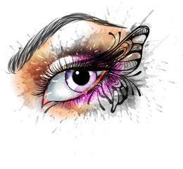 Eye make up with butterfly