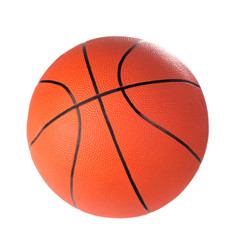 Ball for game in basketball of orange colour isolated on white