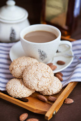 Almond cookies and cup of coffee