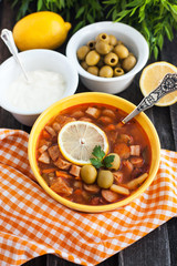 Hot meat and vegetable soup