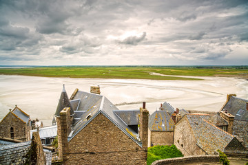 Mont Saint Michel monastery and bay. Normandy, France.