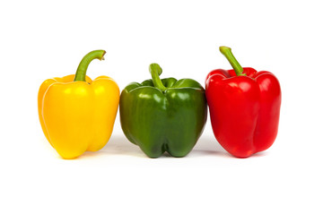 Group of seet bell peppers isolated on white