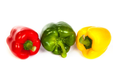 Group of seet bell peppers isolated on white