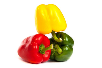 Group of seet bell peppers isolated on white