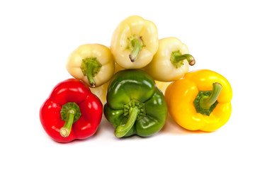 Group of seet bell peppers isolated on white