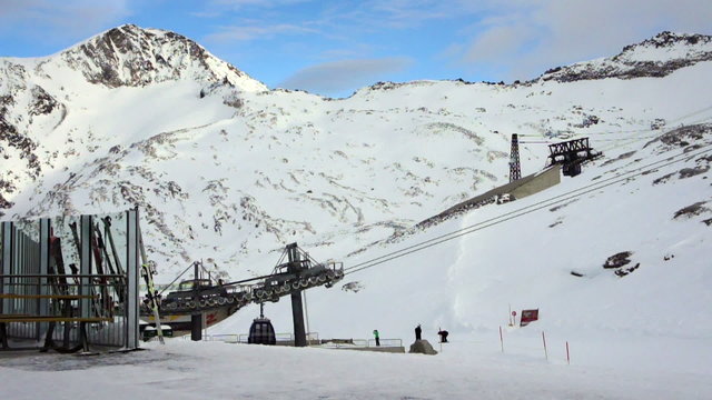 Gondola lift at ski resort, Hintertux glacier, Tirol, Austria