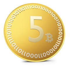 3d close-up of golden Bitcoin coin
