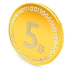 3d close-up of golden Bitcoin coin