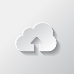Application cloud upload icon. Wooden background