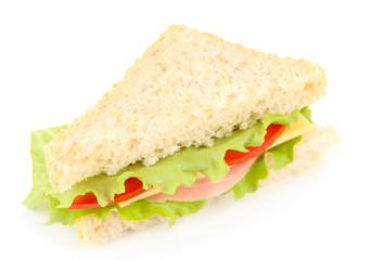 Fresh and tasty sandwich isolated on white
