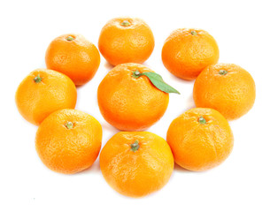 Ripe sweet tangerines, isolated on white