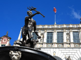 Neptune Fountain and Artus Court in Gdansk Poland © Voyagerix