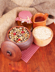 Pot with kutia -  traditional Christmas sweet meal in Ukraine,