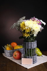 Beautiful chrysanthemum flowers in vase