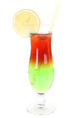 Glass of cocktail isolated on white