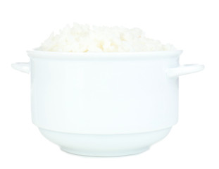 Cooked rice isolated on white