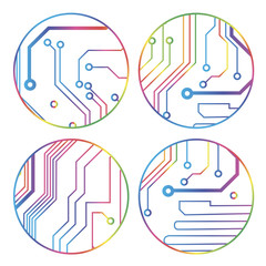 set of vector colorful circuit circle balls