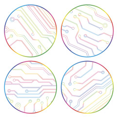 set of vector colorful circuit circle balls