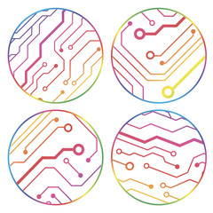set of vector colorful circuit circle balls