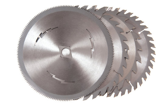 Circular saw blades isolated on a white background