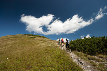 Hikers on the top of mountains