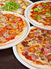 pizza with ham and mushrooms