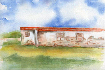 Obsoleted home. Watercolor