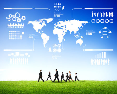 Global Business Infographic with World Map