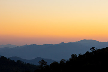 Sunset sky of mountain view at chiang dao, Thailand