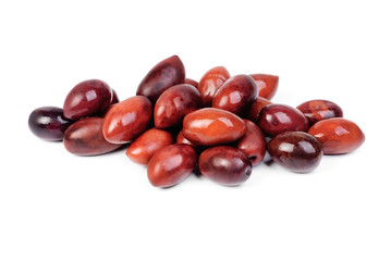 Kalamata olives isolated on white background