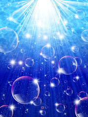 海　シャボン玉　背景