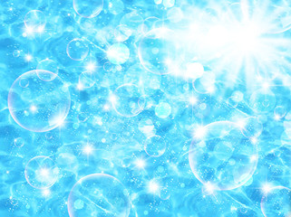 海　シャボン玉　背景