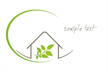 Home , leaves, green icon, business logo design