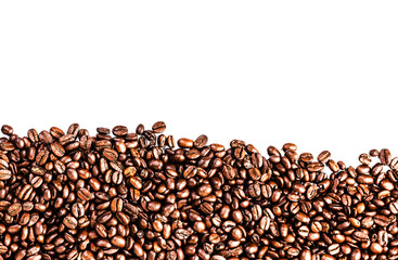 Closeup of coffee beans background. Roasted Coffee Beans backgro